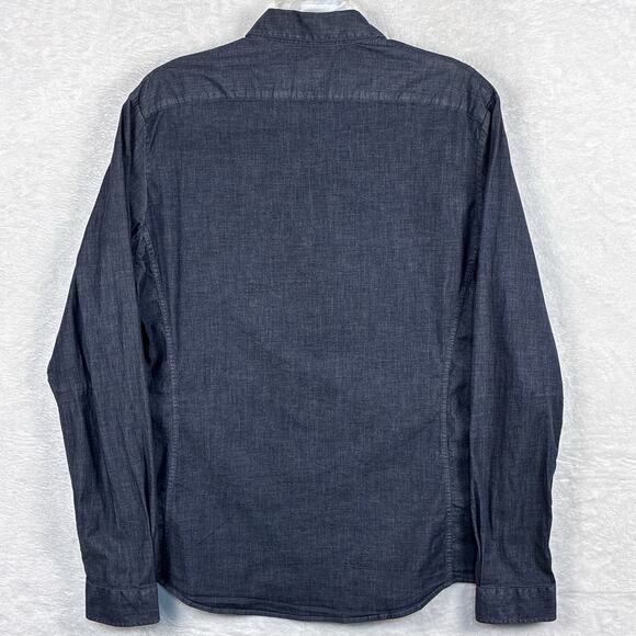 Rapha Cycling Mens XL Cutter Shirt Navy Blue Stretch Chambray Commuter Messenger - Picture 4 of 8